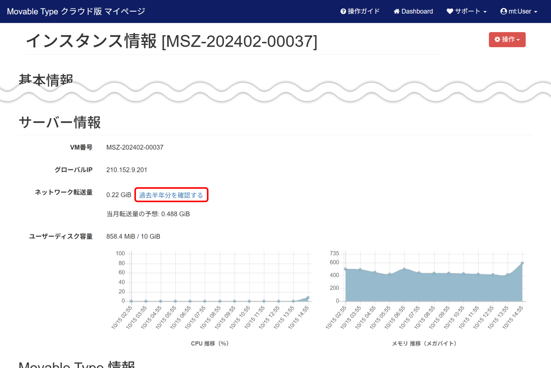 ネットワーク転送量を確認する
