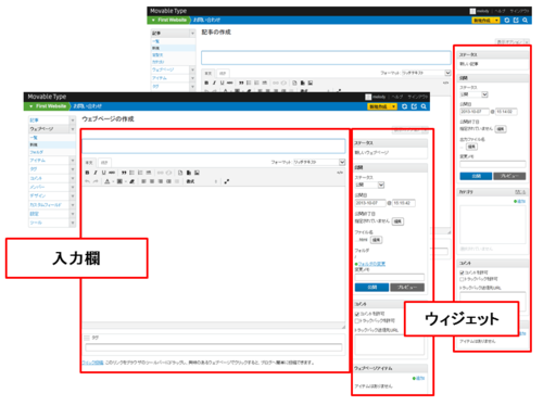 記事とウェブページの編集 ・投稿画面の説明