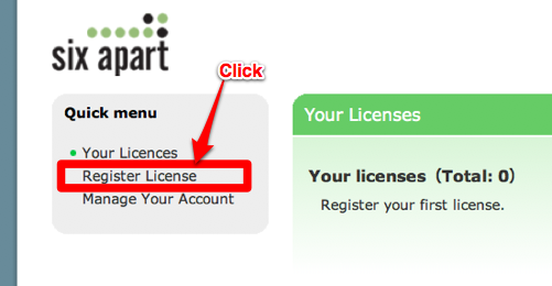 Register your Movable Type license