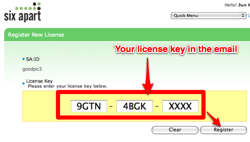 Input your license key